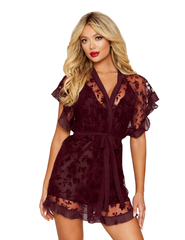 Nuisette et peignoir couleur aubergine - DG13666CHE