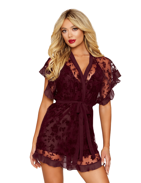 Nuisette et peignoir couleur aubergine - DG13666CHE