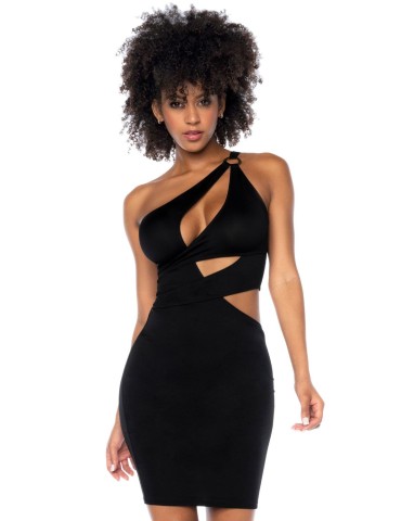 Robe de soirée asymétrique noire - MAL40004BLK