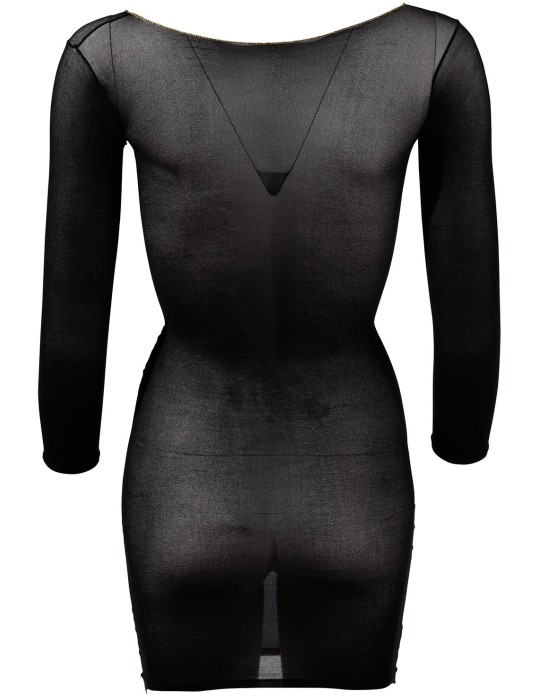 Robe en résille noire transparente, manches longues - R27138101101