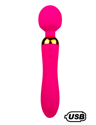 SHAKE Rose, Vibromasseur Wand USB en silicone médical avec 2 puissants moteurs indépendants - BQ107PNK