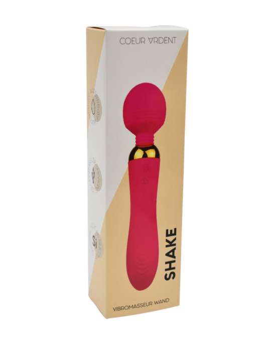 SHAKE Rose, Vibromasseur Wand USB en silicone médical avec 2 puissants moteurs indépendants - BQ107PNK