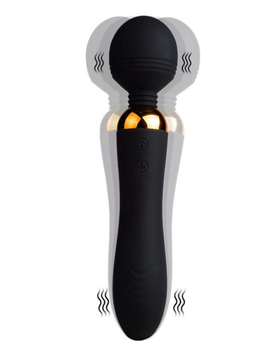 SHAKE Noir, Vibromasseur Wand USB en silicone médical avec 2 puissants moteurs indépendants - BQ107BLK