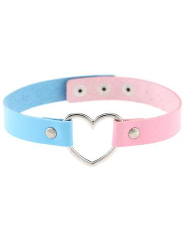 Ras de cou HEART DUO Bleu-Rose