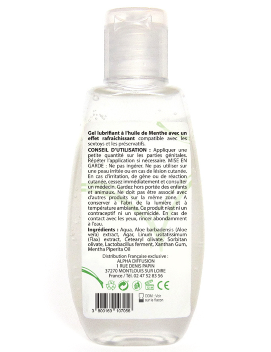 Lubrifiant à base d'eau 100% naturel Menthe poivrée 90 ml - SEZ089