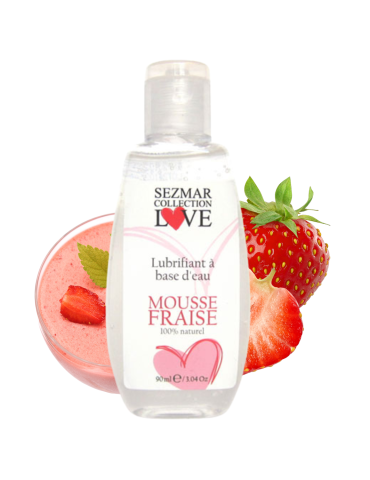 Lubrifiant à base d'eau 100% naturel Mousse fraise 90 ml - SEZ082