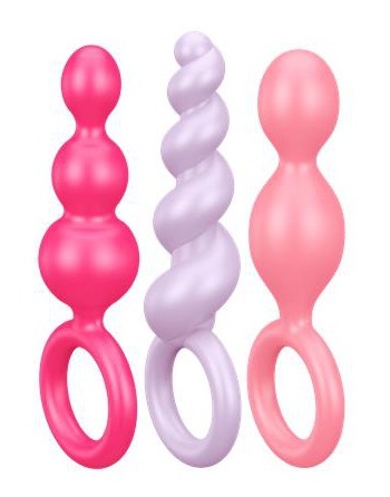 Kit 3 Plugs Silicone Booty Call Satisfyer 9.5 x 2.5cm Roses