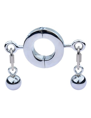 Ballstretcher en métal avec Boules Testicle M 32mm - Hauteur 20mm - Poids 485g Argenté