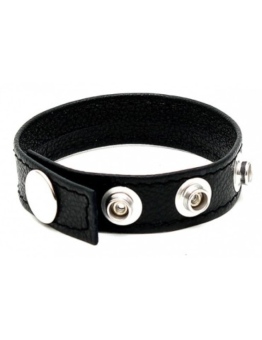 Cockring en cuir Luxe 4 pressions Noir