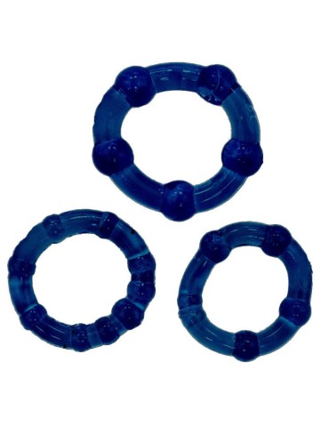 Pack de 3 mini cockrings souples bleus