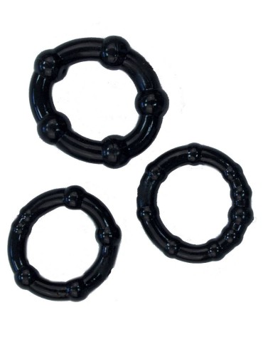 Pack de 3 mini cockrings souples noirs