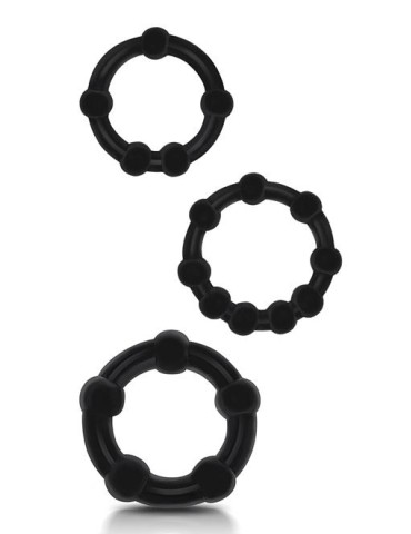 Lot de 3 mini cockrings souples Beaded Set Noirs