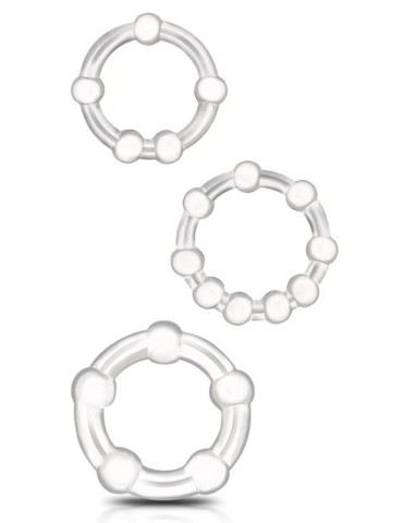 Lot de 3 Mini cockrings souples Beaded Set Transparents