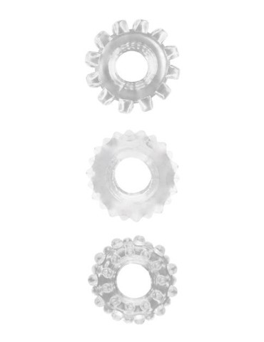 Lot de 3 Cockrings souples GEAR UP Transparents