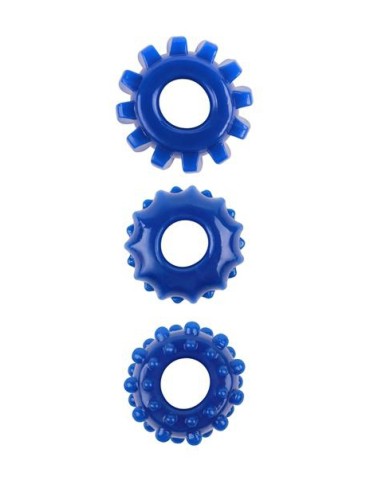 Lot de 3 Cockrings souples Gear Up Bleus