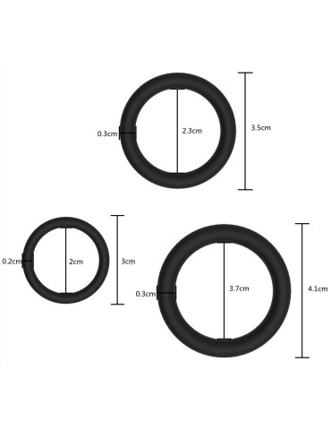 Lot de 3 Cockrings fins Dick Stretch Noirs