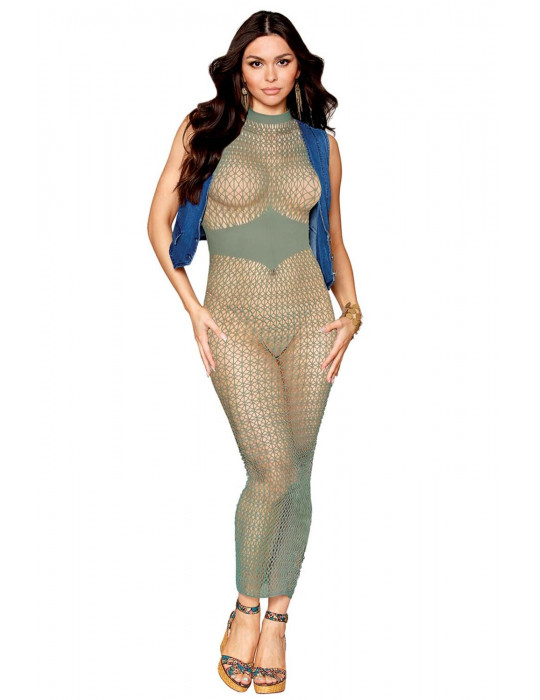 Robe bodystocking en filet dans un design géométrique sans couture - DG0489SAG