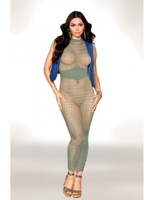 Robe bodystocking en filet dans un design géométrique sans couture - DG0489SAG