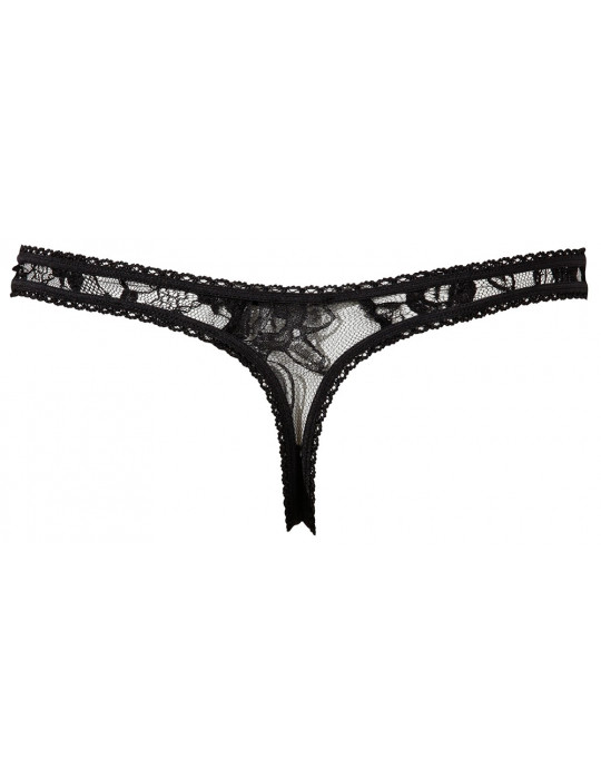 String ouvert à l'entre-jambe en dentelle noire - R2320002