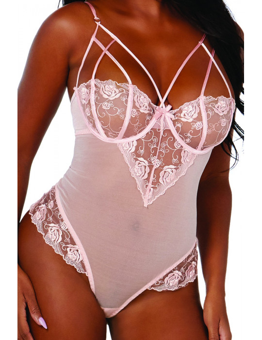 Body rose avec dentelle - DG11814PNK