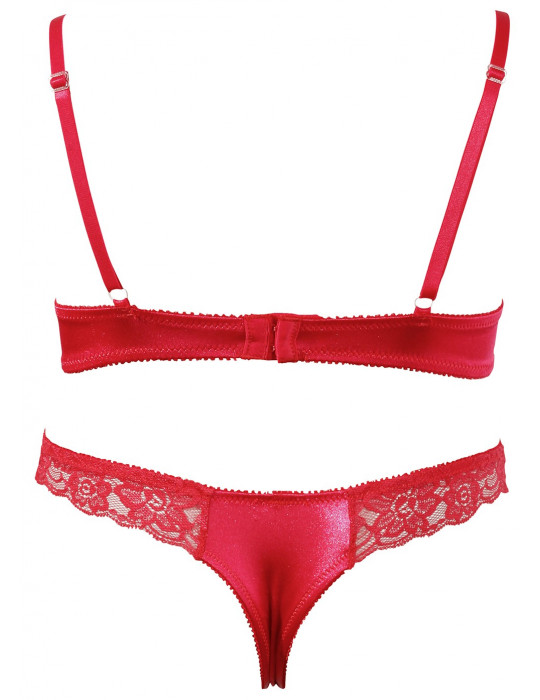 Soutien-gorge demi seins avec armatures et son string ouvert - R2220199