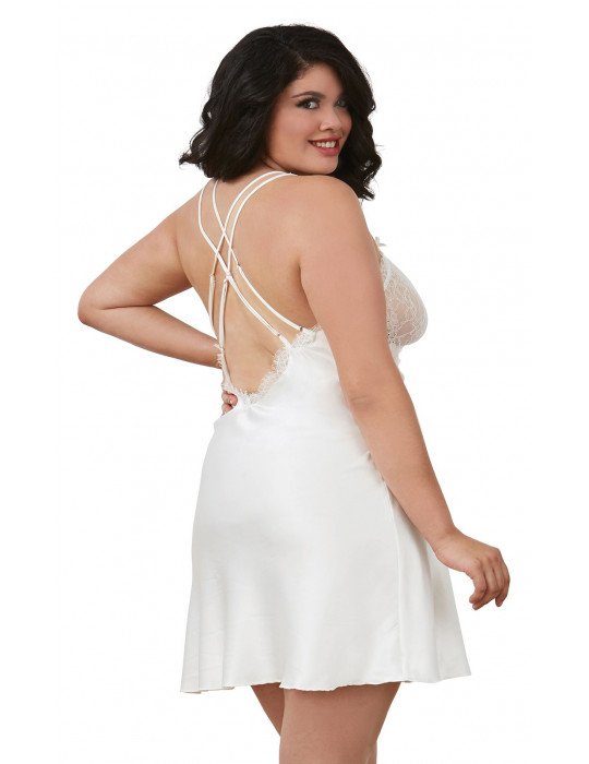 Nuisette grande taille satinée blanc - DG12028XWHT