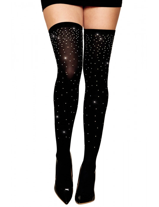 Bas fantaisie noir avec strass - DG0459BLK