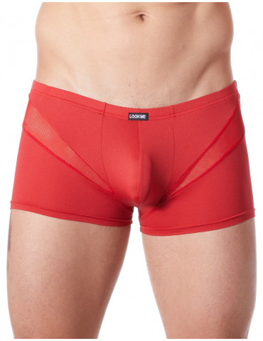 Boxer rouge sexy avec fine résille en V - LM805-67RED