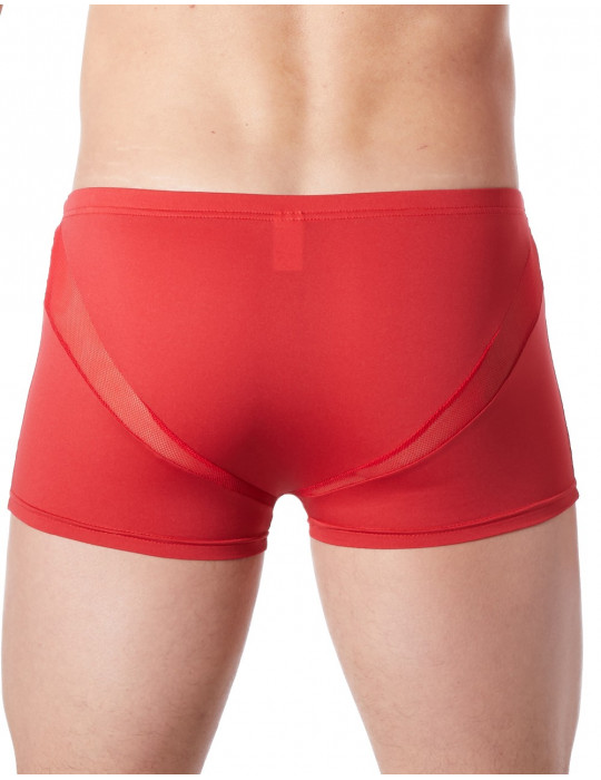 Boxer rouge sexy avec fine résille en V - LM805-67RED