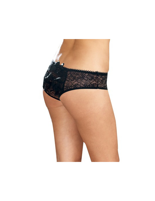 Panty taille basse, ouvert, fronces au dos - DG1300XBLK