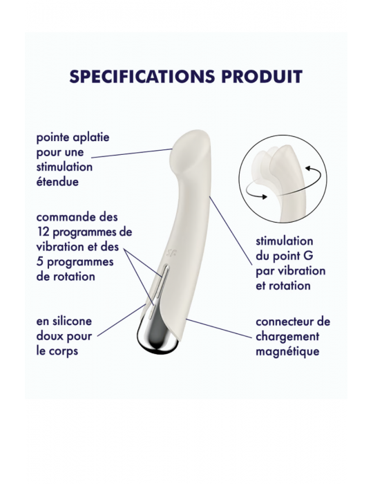 Vibromasseur point G tête rotative blanc USB Spinning g-spot 1 Satisfyer - CC597857