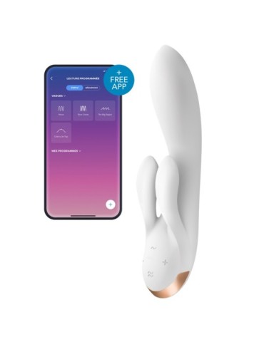 Vibro Rabbit connecté Double Flex Satisfyer 20cm Blanc