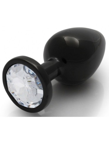 Bijou anal Round Gem L 8 x 4cm Noir-Transparent