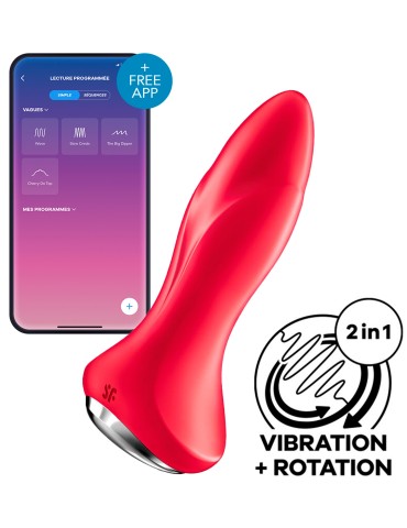 Plug vibrant connecté Rotator 1 Satisfyer 10 x 4cm Rouge