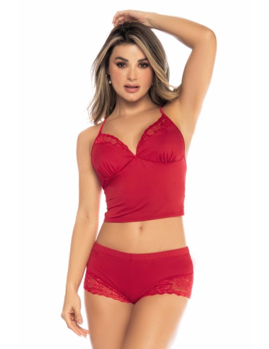 Pyjama 2 pièces rouge top et short - MAL7533RED