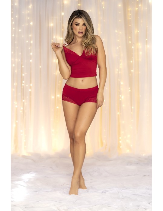 Pyjama 2 pièces rouge top et short - MAL7533RED