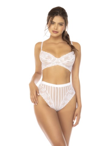 Ensemble 2 pièces blanc Emberly, soutien gorge et culotte taille haute - MAL8842WHT