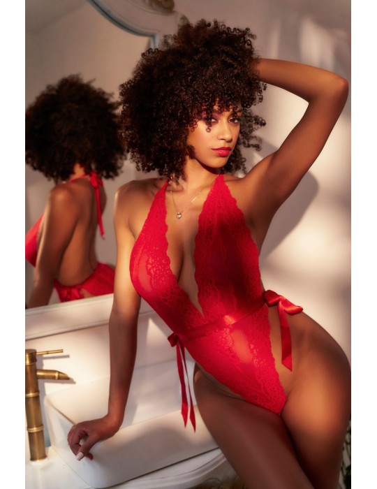 Body string en dentelle rouge - MAL8905RD