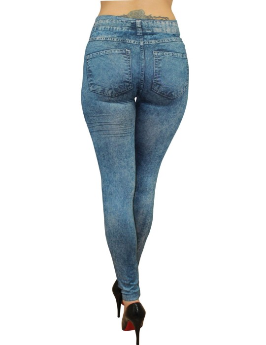 Legging bleu effet jean délavé - FD1016