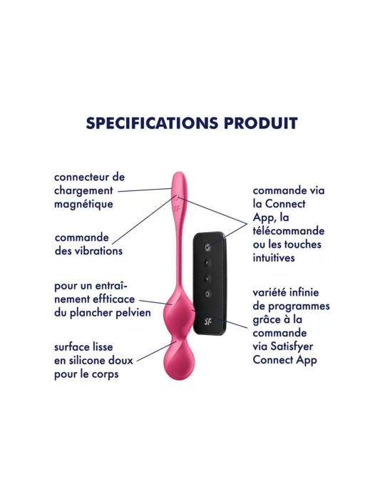 Boules de Geisha vibrantes télécommandées fushia Love Birds 2 Satisfyer - CC597866