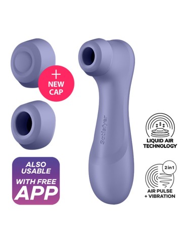 Stimulateur de clitoris 2 embouts Connecté avec technologie Liquid air Pro 2 Generation 3 violet USB Satisfyer - CC597815