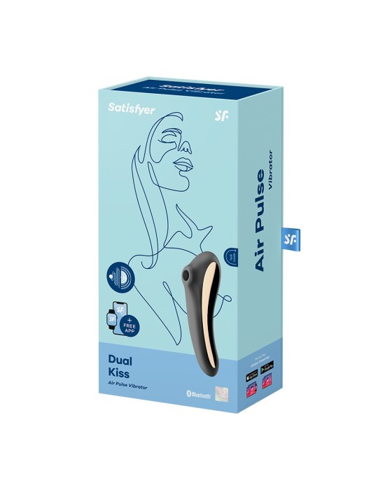 2 en 1 Stimulateur de clitoris et vibromasseur connecté USB noir Dual Kiss Satisfyer - CC597797