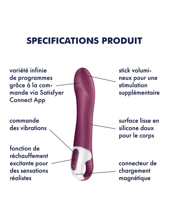 Vibromasseur chauffant connecté USB rouge Big Heat Satisfyer - CC597784