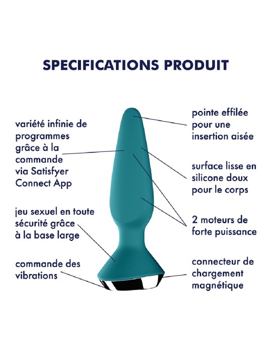 Plug anal vibrant connecté USB ilicious 1 Petrol Satisfyer - CC597214