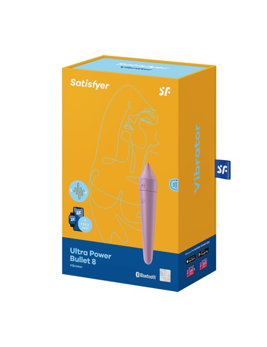 Vibromasseur connecté lilas USB Ultra Power Bullet 8 Satisfyer - CC597745