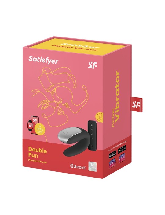 Sextoy de couple vibrant USB connecté Double Fun noir - CC5972560010