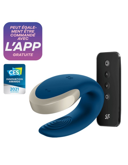 Vibromasseur connecté pour couple avec télécommande Double Love bleu Satisfyer - CC597446