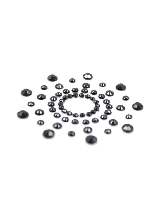 Paire de cache tétons adhésifs strass noir - NP-1030BLK