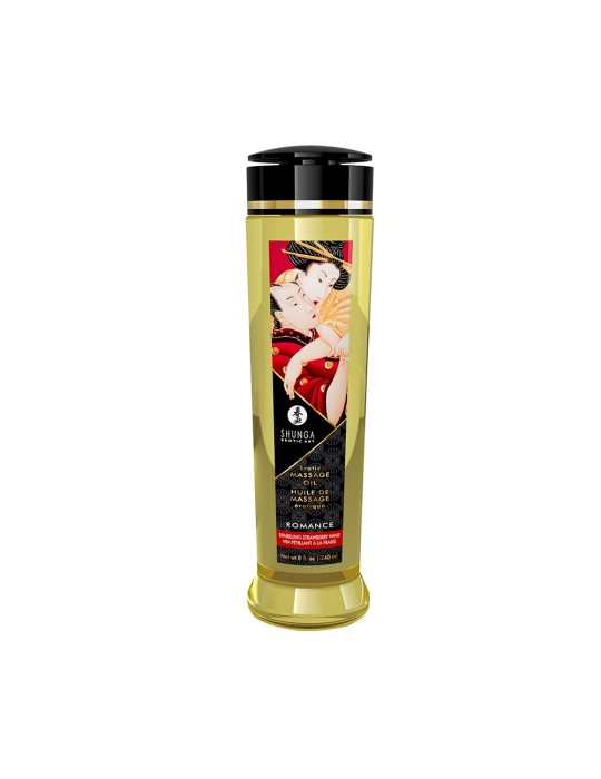 Huile de massage aphrodisiaque fraise vin pétillant 240ml - CC1208