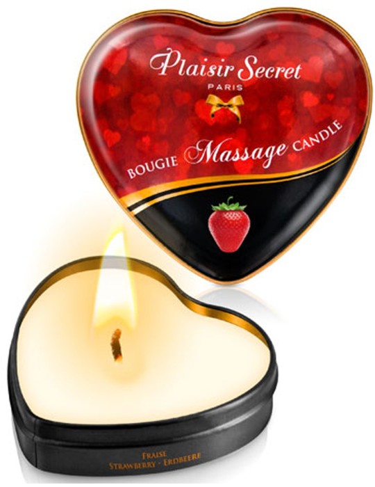 Mini bougie de massage fraise boîte coeur 35ml - CC826064